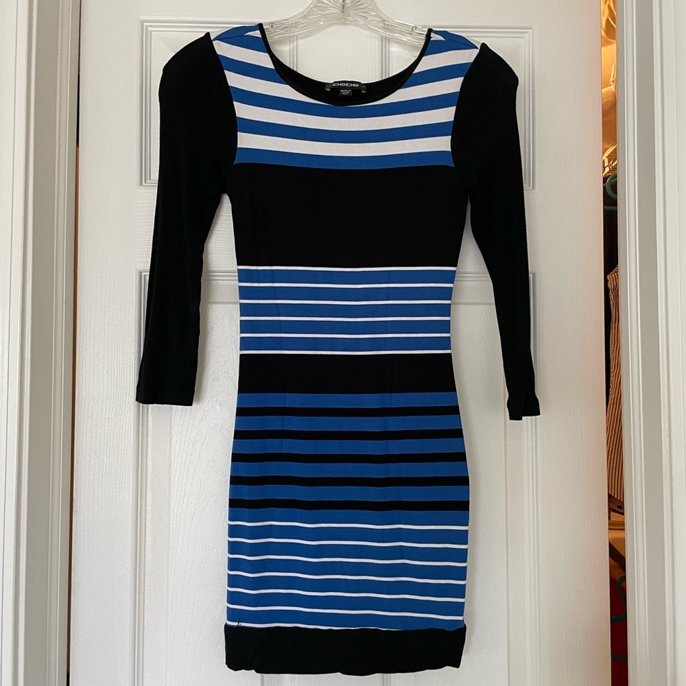 Bebe Long Sleeve Striped Dress